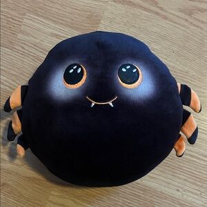 Ty Black Plush Spider Pillow with Orange Tag Accent
